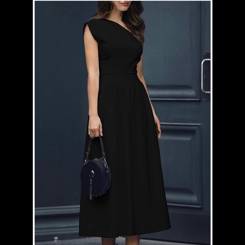 Black one shoulder cocktail dress